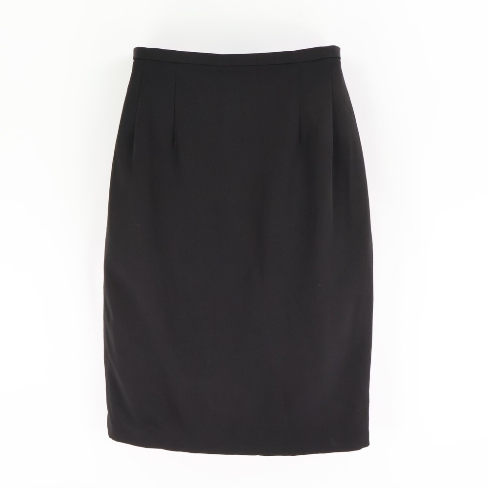 Harve Benard Midi Pencil Skirt Womens Size 6 Black Polyester Blend Lined Pleated